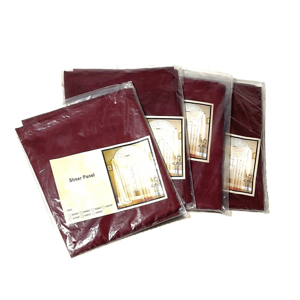 4 Sheer Panel Curtains “Maroon” (60” x 84”)